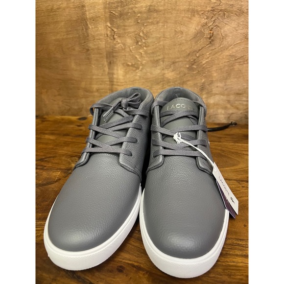 Lacoste Other - Lacoste Asparta 319 1 Mens Dark Grey Pebbled Leather Mid Top Sneakers 12 NEW